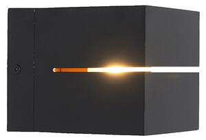 Nowoczesny Kinkiet / Lampa scienna czarny ze złotem 9,7 cm - Transfer Groove Oswietlenie wewnetrzne