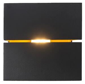 Nowoczesny Kinkiet / Lampa scienna czarny ze złotem 9,7 cm - Transfer Groove Oswietlenie wewnetrzne