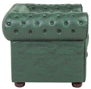 Nowoczesny fotel z ekoskóry tapicerowany pikowany zielony Chesterfield Beliani
