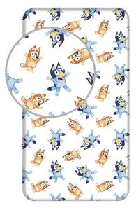 Białe bawełniane prześcieradło dziecięce jednoosobowe z gumką 90x200 cm Bluey – Jerry Fabrics