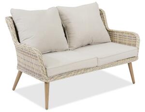 Sofa dwuosobowa technorattanowa na taras Bilbao Garden Point piaskowa