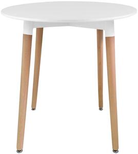 Biały okrągły stół na drewnianych nogach 80 cm D4-D48