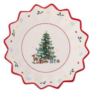 Kremowa ceramiczna miska na zupę/na sałatkę ze świątecznym motywem 460 ml Naive – Bloomingville