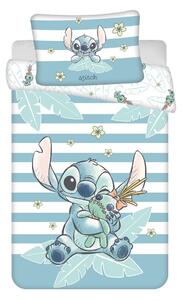 Jasnoniebieska bawełniana pościel dziecięca do łóżeczka 100x135 cm Lilo & Stitch "Tropical Hugs" – Jerry Fabrics