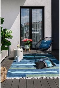 Ciemnoniebieski dwustronny zewnętrzny dywan z tworzywa z recyklingu Green Decore Marlin, 90x150 cm