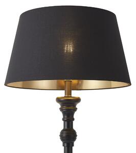 Lampa podłogowa z abażurem 45 cm czarna ze złotym wnętrzem - Classico