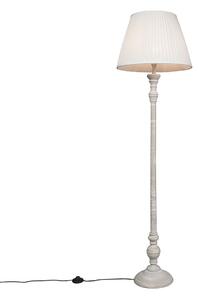 Inteligentna lampa stojąca szara z plisowanym abażurem białym w komplecie z WiFi A60 - Classico