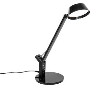 Czarna lampa stołowa dotykowa z diodą LED i złączem USB - Edward Oswietlenie wewnetrzne