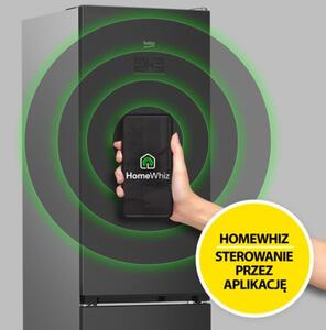 Lodówka BEKO B7RCNA417HXBRW SpacePro 415L HarvestFresh AI CoolAdapt NoFrost-AeroFlow HomeWhiz 203.5cm Ciemny Inox