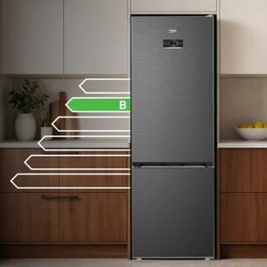 Lodówka BEKO B7RCNA417HXBRW SpacePro 415L HarvestFresh AI CoolAdapt NoFrost-AeroFlow HomeWhiz 203.5cm Ciemny Inox