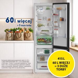 Lodówka BEKO B7RCNA417HXBRW SpacePro 415L HarvestFresh AI CoolAdapt NoFrost-AeroFlow HomeWhiz 203.5cm Ciemny Inox