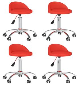 Obrotowe krzesła stołowe, 4 szt., czerwone, sztuczna skóra