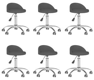 Obrotowe krzesła stołowe, 6 szt., czarne, obite sztuczną skórą