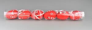Komplet ręcznie malowanych jajek z tasiemką czerwony, 6 szt