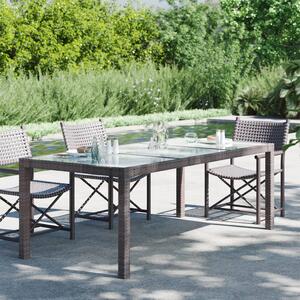 Stół ogrodowy, brązowy, 190x90x75 cm, szkło i rattan PE