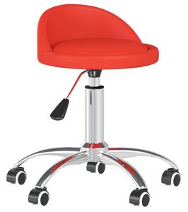 Obrotowe krzesło stołowe, winna czerwień, obite sztuczną skórą