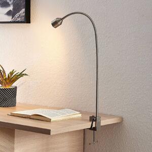 Lampka z klipsem Hanilo Lindby, aluminiowy / szary / cynkowy, biuro, aluminium, nowoczesny