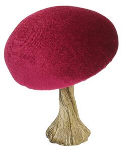 Dekoracja Velvet Mushroom 10 cm ruby