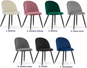 Ciemnoróżowe metalowe krzesło tapicerowane welurem - Pritix