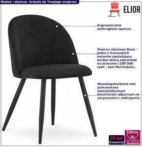 Czarne metalowe krzesło welurowe - Pritix