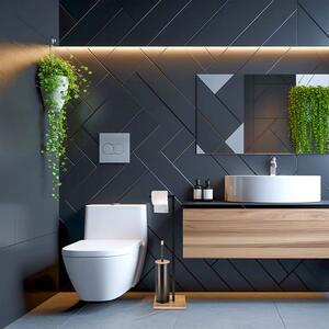 Czarny metalowy stojak na papier toaletowy i szczotkę - Onix