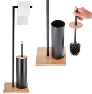 Czarny metalowy stojak na papier toaletowy i szczotkę - Onix