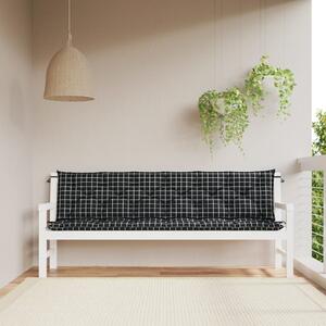 Poduszki na ławki ogrodowe, 2 szt., czarna krata, 200x50x7 cm