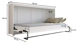 Poziome rozkładane łóżko biały + dąb artisan - Foxor 4X 120x200