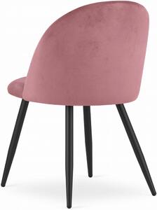 Ciemnoróżowe metalowe krzesło tapicerowane welurem - Pritix