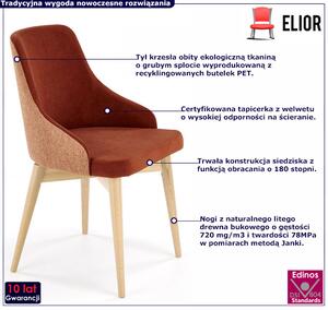 Cynamonowe tapicerowane krzesło obrotowe - Elandro