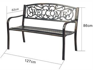 Brązowa metalowa ławka ze zdobionym oparciem - Targenor 6X