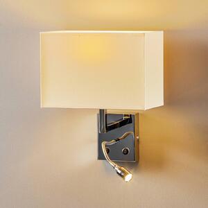 Nowodvorski Lighting Hotelowy kinkiet LED, biały, tekstylny, 2-punktowy, lampka do czytania LED