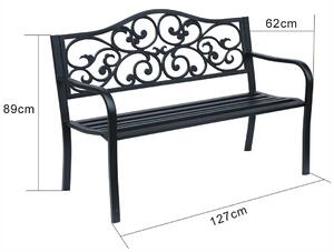 Czarna metalowa ławka z oparciem - Targenor 5X
