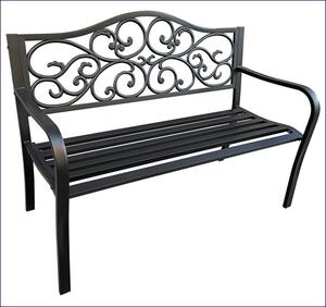 Czarna metalowa ławka z oparciem - Targenor 5X
