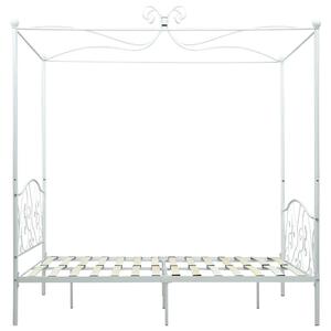 Białe małżeńskie łóżko z baldachimem 120x200 cm - Orfes