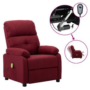 Elektryczny fotel masujący, winna czerwień, tkanina