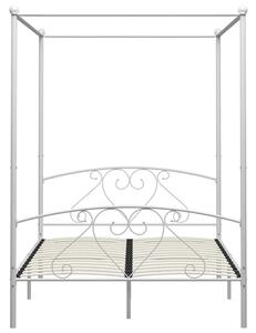 Białe łóżko małżeńskie z baldachimem 160x200 cm - Elox