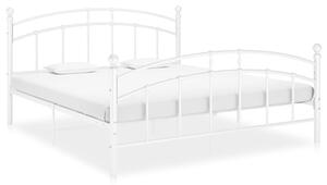Białe duże metalowe łóżko z zagłówkiem 200x200 cm - Enelox