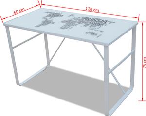 Szklane białe biurko z nadrukiem mapy świata - Owello 4X