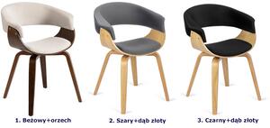 Loftowe krzesło tapicerowane szary + dąb złoty - Dogi