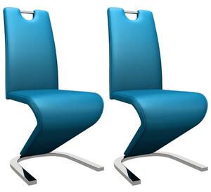 Krzesła o zygzakowatej formie 2 szt, niebieskie, sztuczna skóra