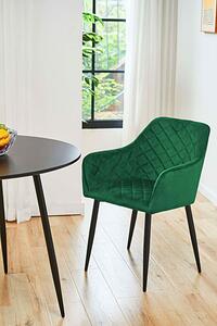 Komplet 2 welurowych krzeseł z podłokietnikami butelkowa zieleń - Wanja