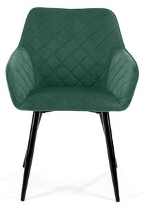 Komplet 2 welurowych krzeseł z podłokietnikami butelkowa zieleń - Wanja