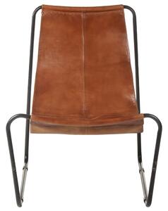 Krzesło wypoczynkowe, brązowe, skóra naturalna