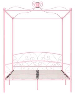 Różowe metalowe łóżko z baldachimem 160x200 cm - Orfes