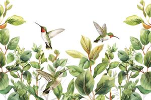 Tapeta kolibry i liście