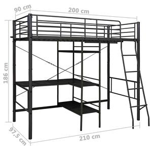Czarne metalowe łóżko z regałem 90x200 cm - Emarox