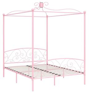Różowe metalowe łóżko z baldachimem 160x200 cm - Orfes