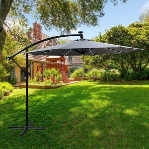 Jasnoszary parasol ogrodowy z oświetleniem LED - Elerion