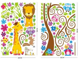 Naklejka dekoracyjna Kolorowy las zwierząt